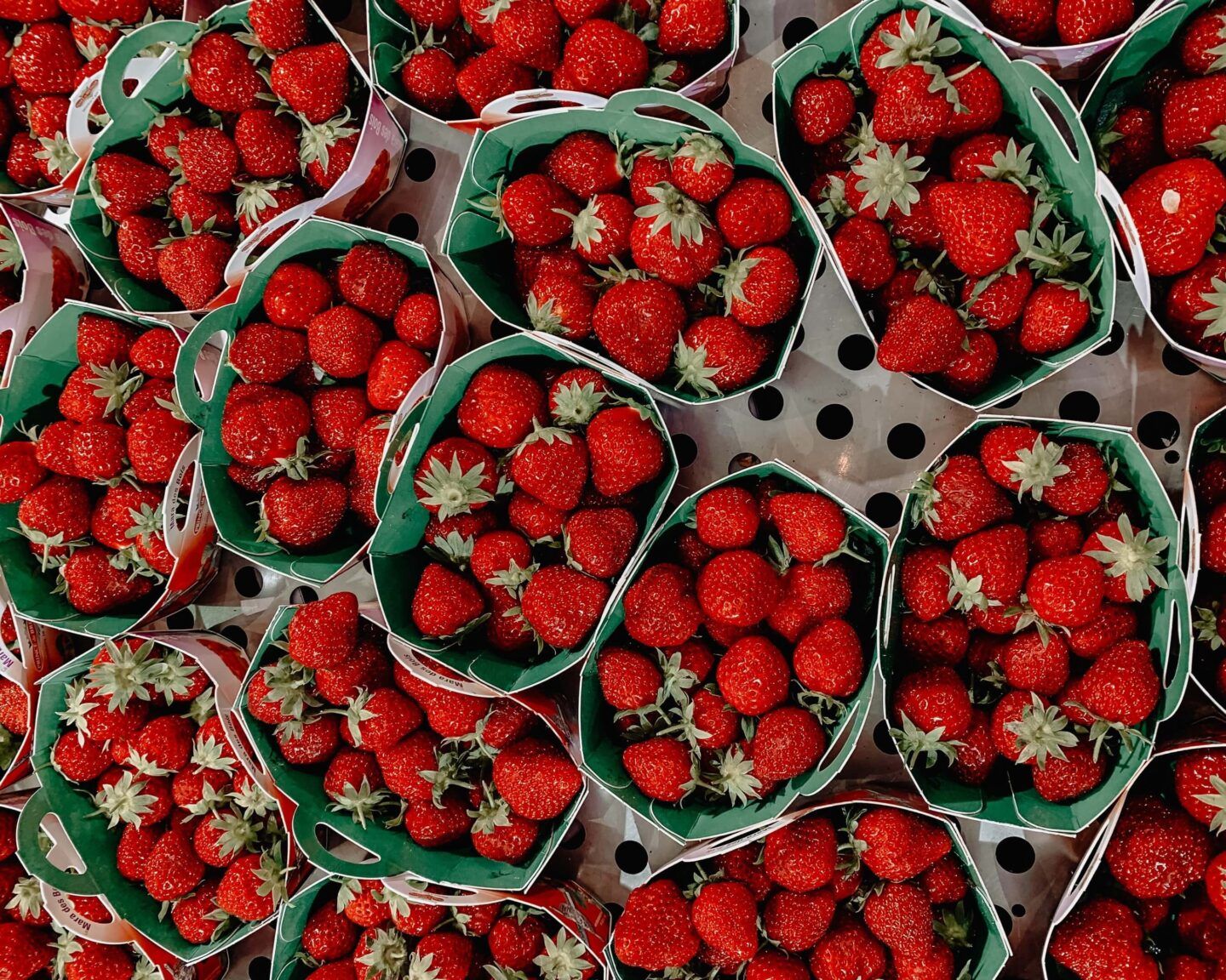 fresh strawberries at a farmers market