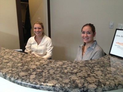 The Yinova front desk team, Sarah and Lea