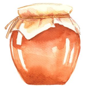 watercolor image of a pot of honey