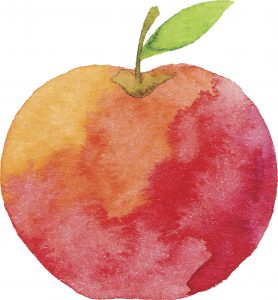 watercolor image of an apple