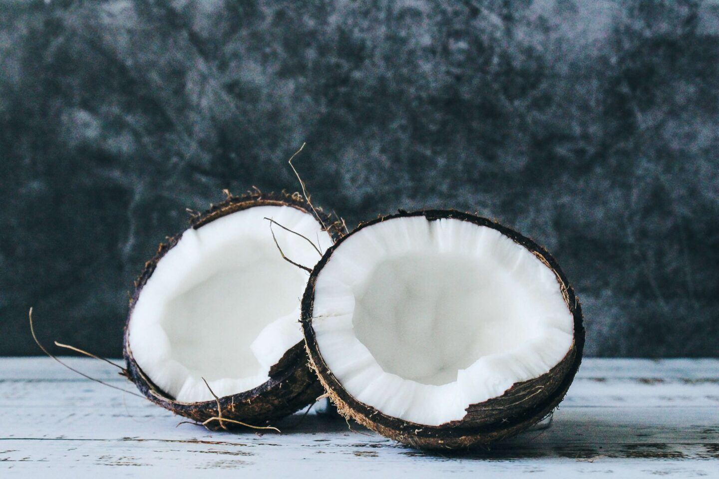 freshly cracked open coconuts