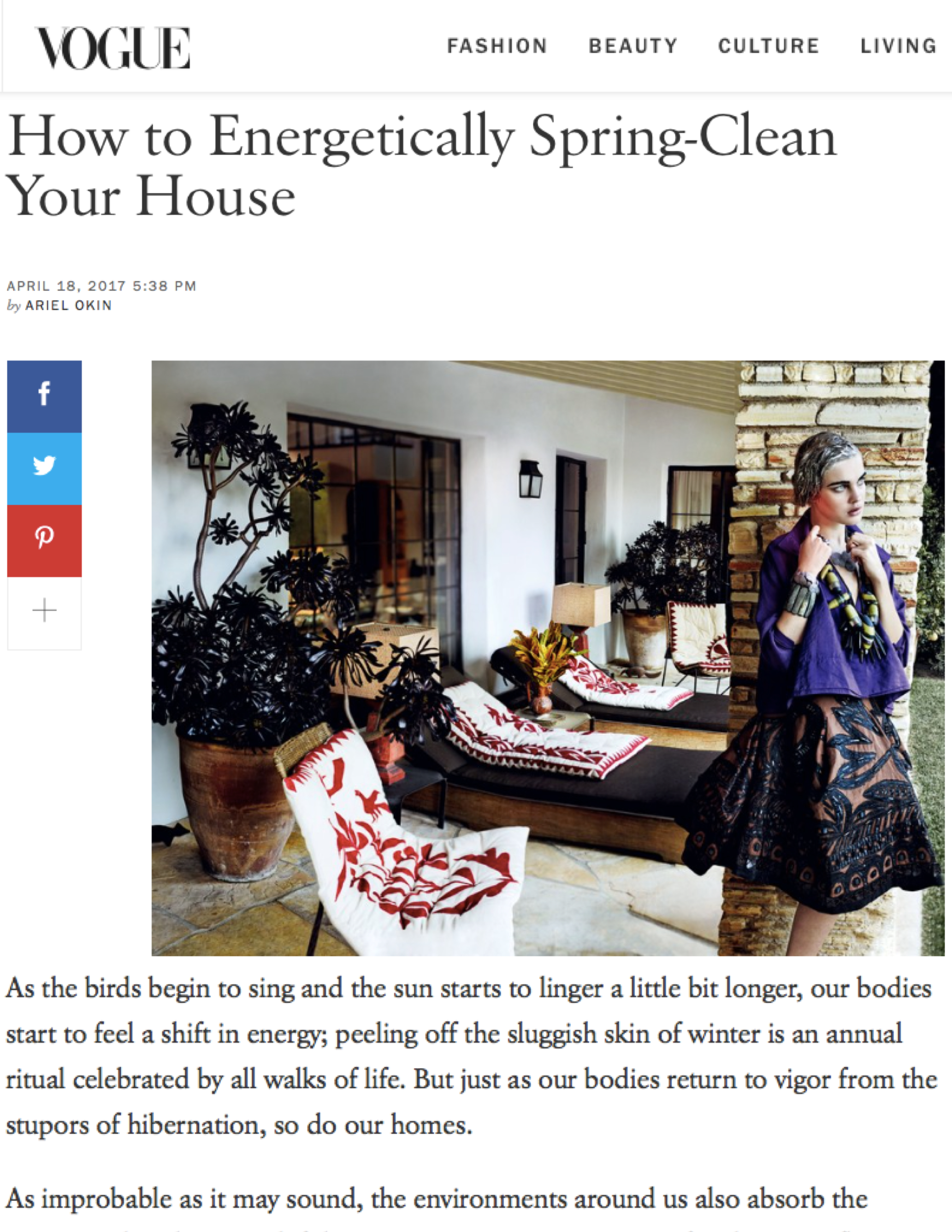 Vogue: How to Energetically Spring-Clean Your House