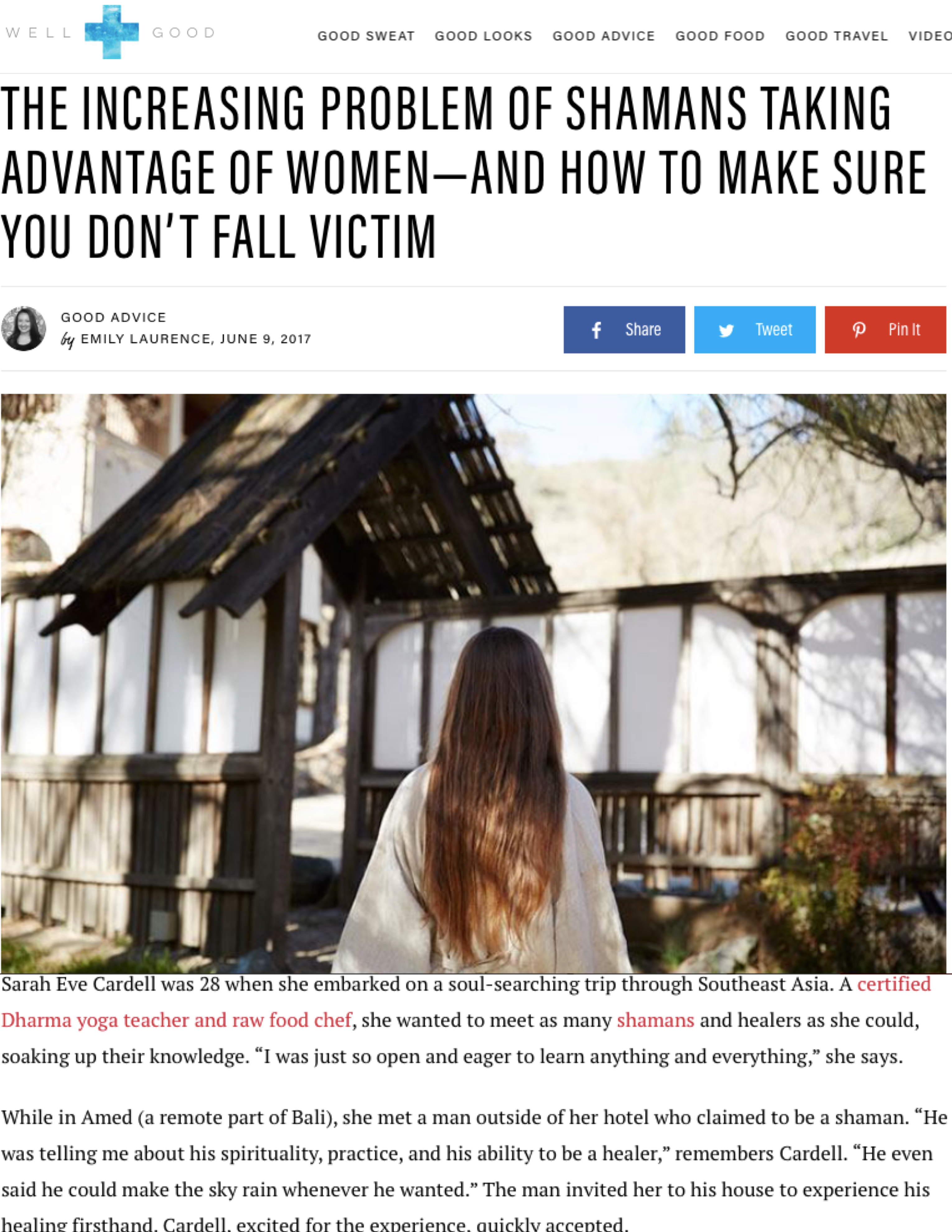 Well+Good: The Increasing Problem of Shamans Taking Advantage of Women