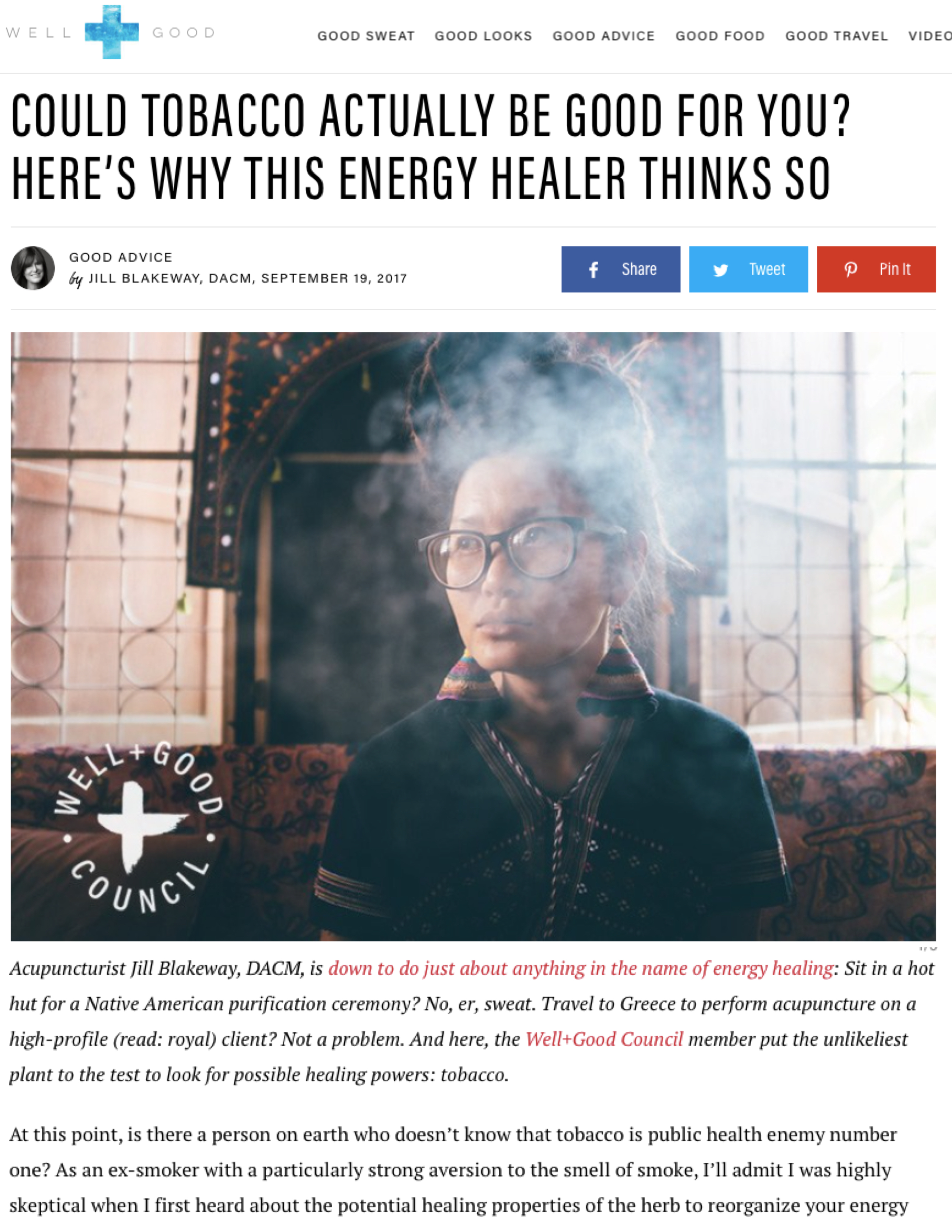 Well+Good: Could Tobacco Actually be Good for You?