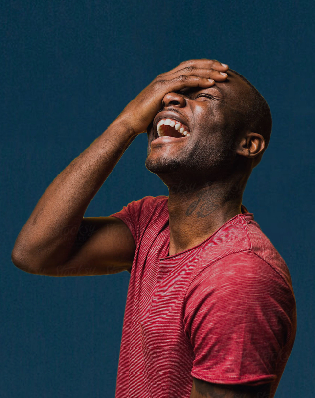 Carefree man laughing