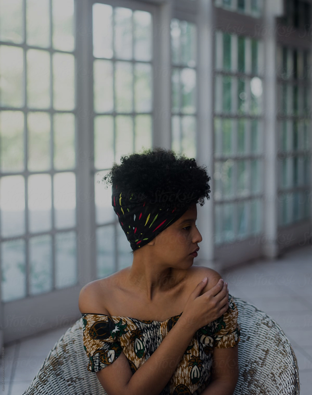 Woman sitting peacefully