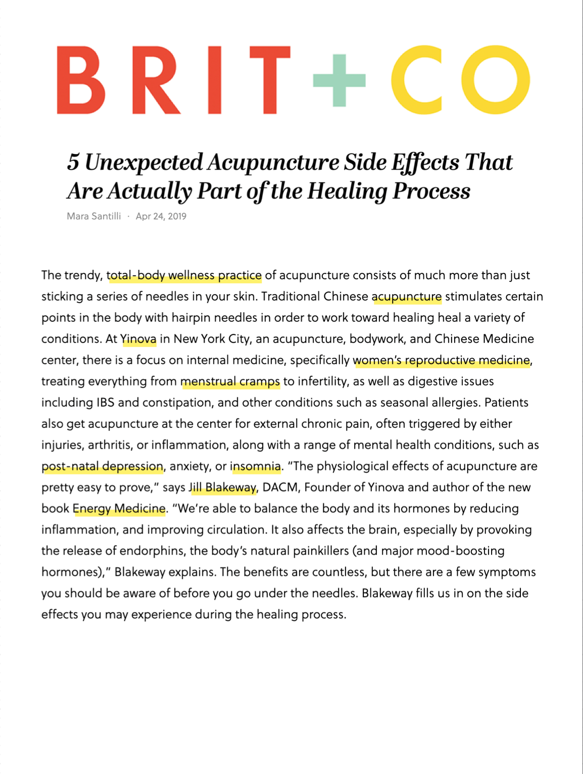 Brit+Co: 5 Unexpected Acupuncture Side Effects That Are Actually Part of the Healing Process