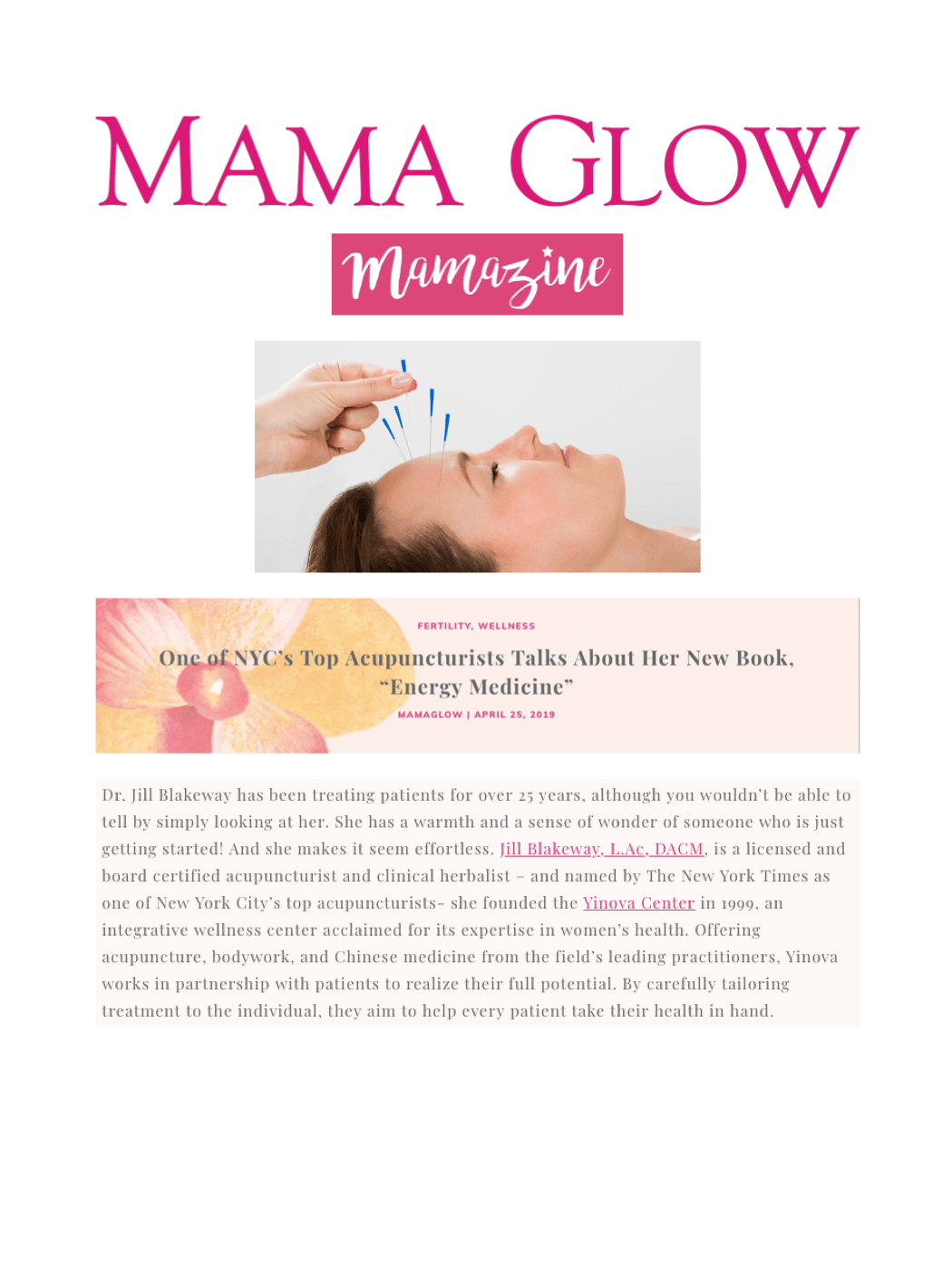 MamaGlow: One of NYC’s Top Acupuncturists Talks About Her New Book