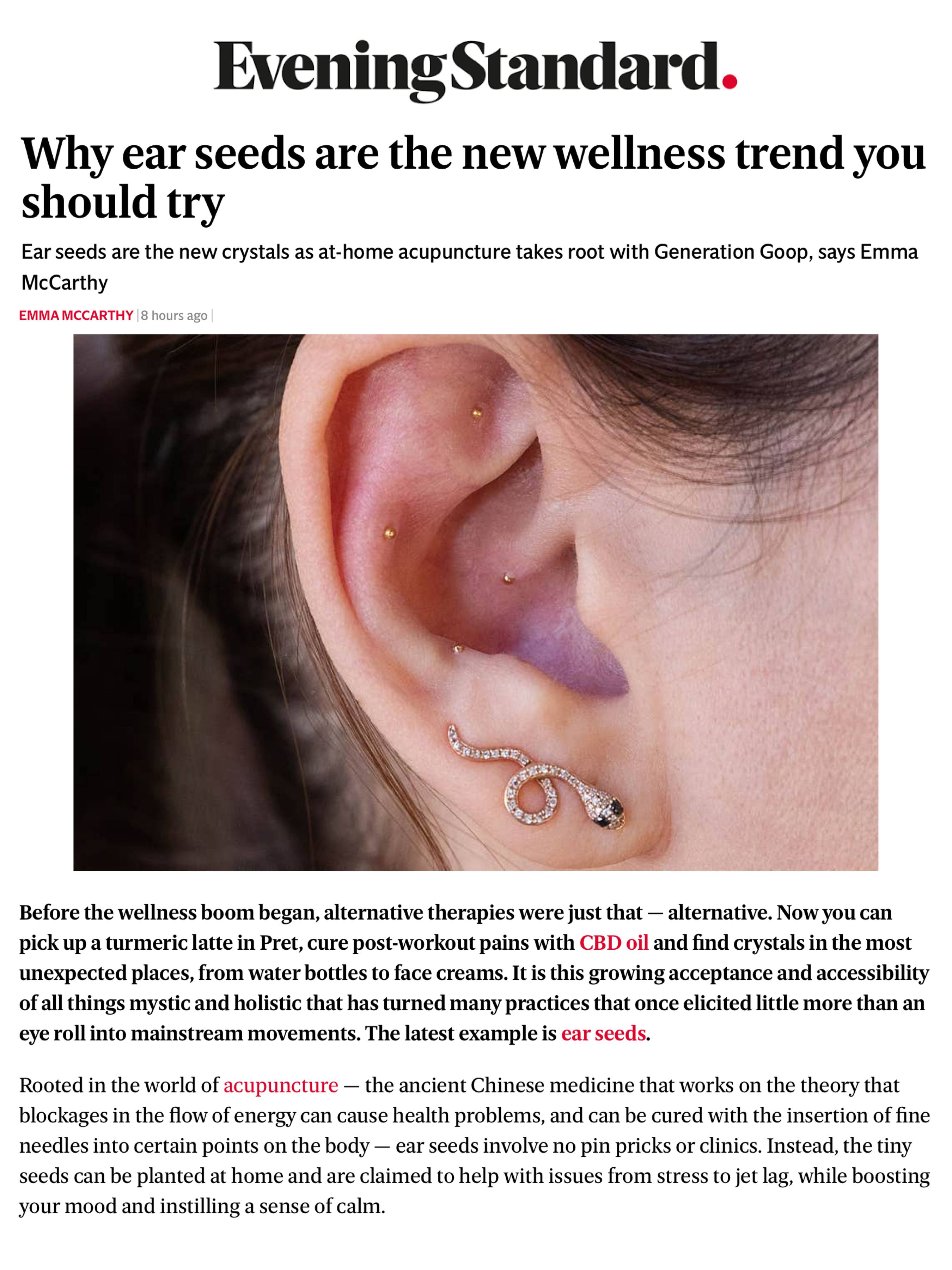Evening Standard: Why ear seeds are the new wellness trend you should try