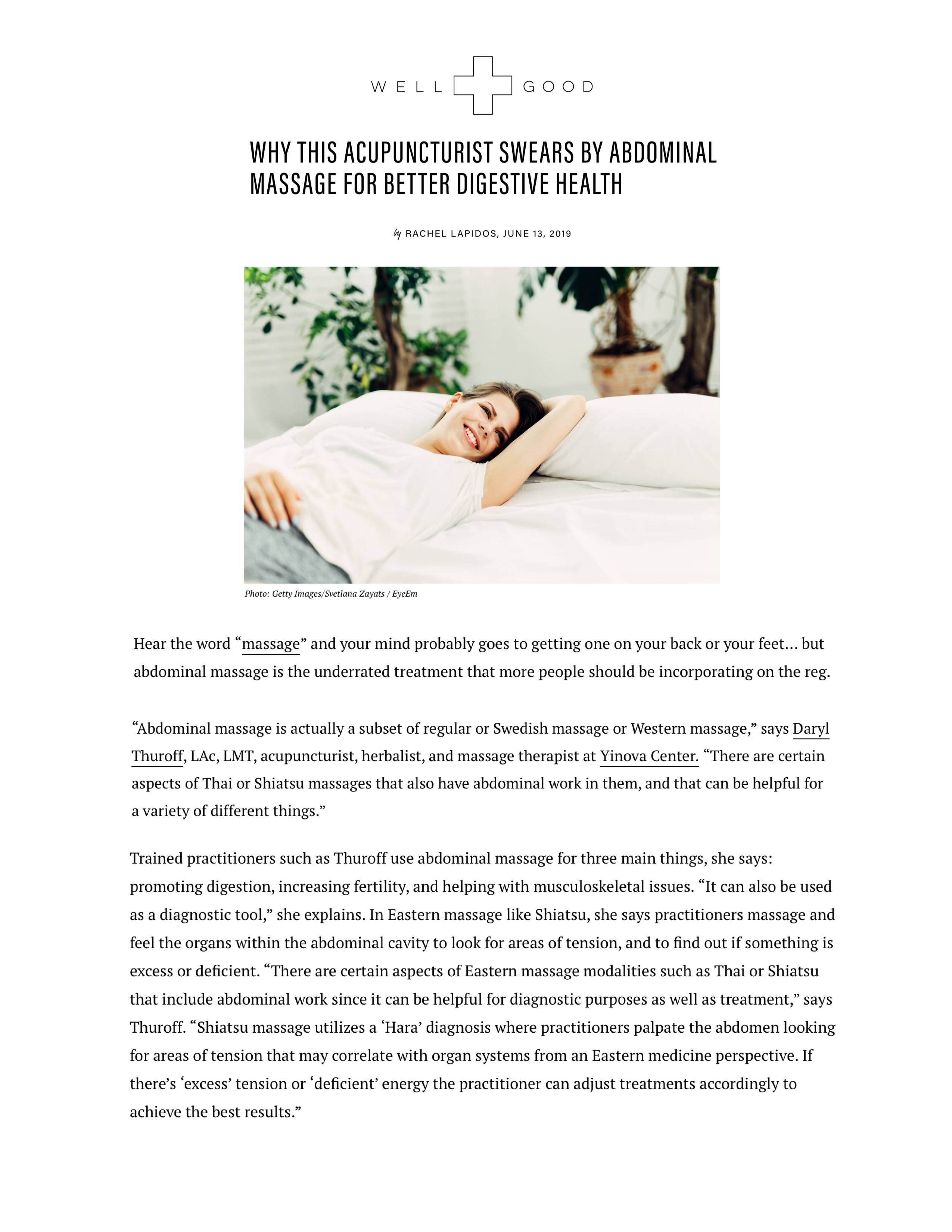 Well+Good: Why This Acupuncturist Swears By Abdominal Massage For Better Digestive Health