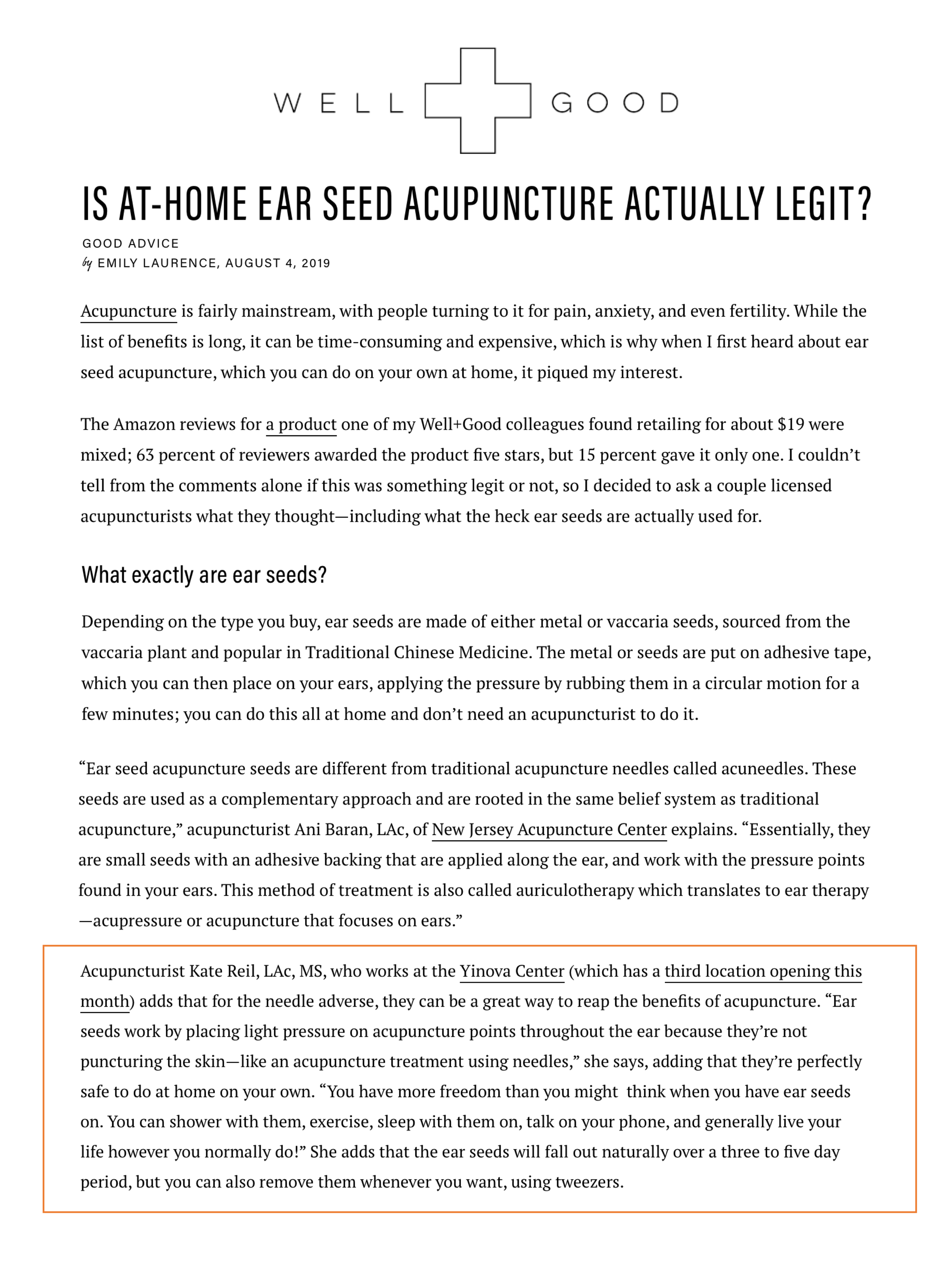 Well+Good: Is At-Home Ear Seed Acupuncture Actually Legit?