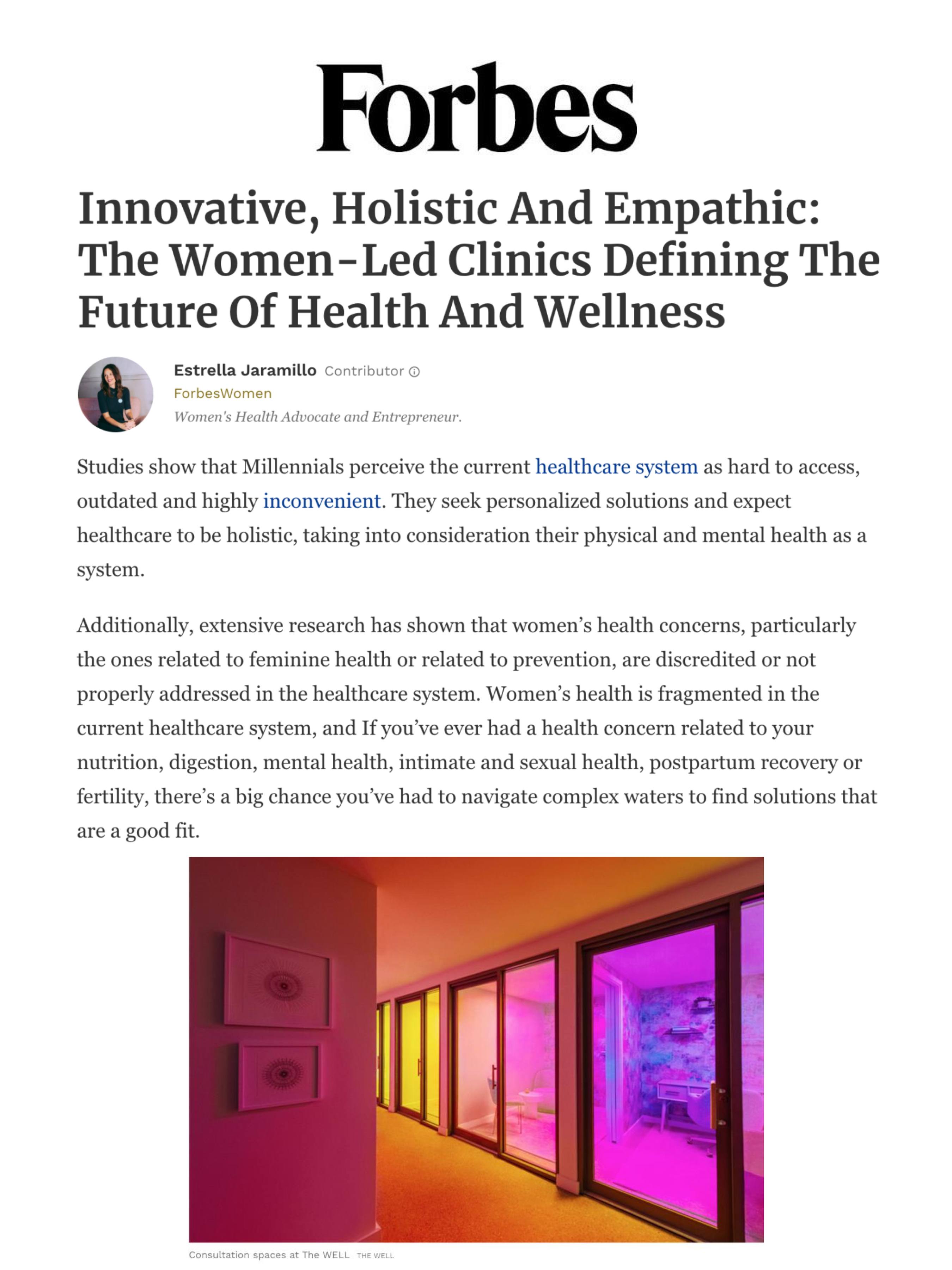 Forbes: Innovative, Holistic And Empathic: The Women-Led Clinics Defining The Future Of Health And Wellness