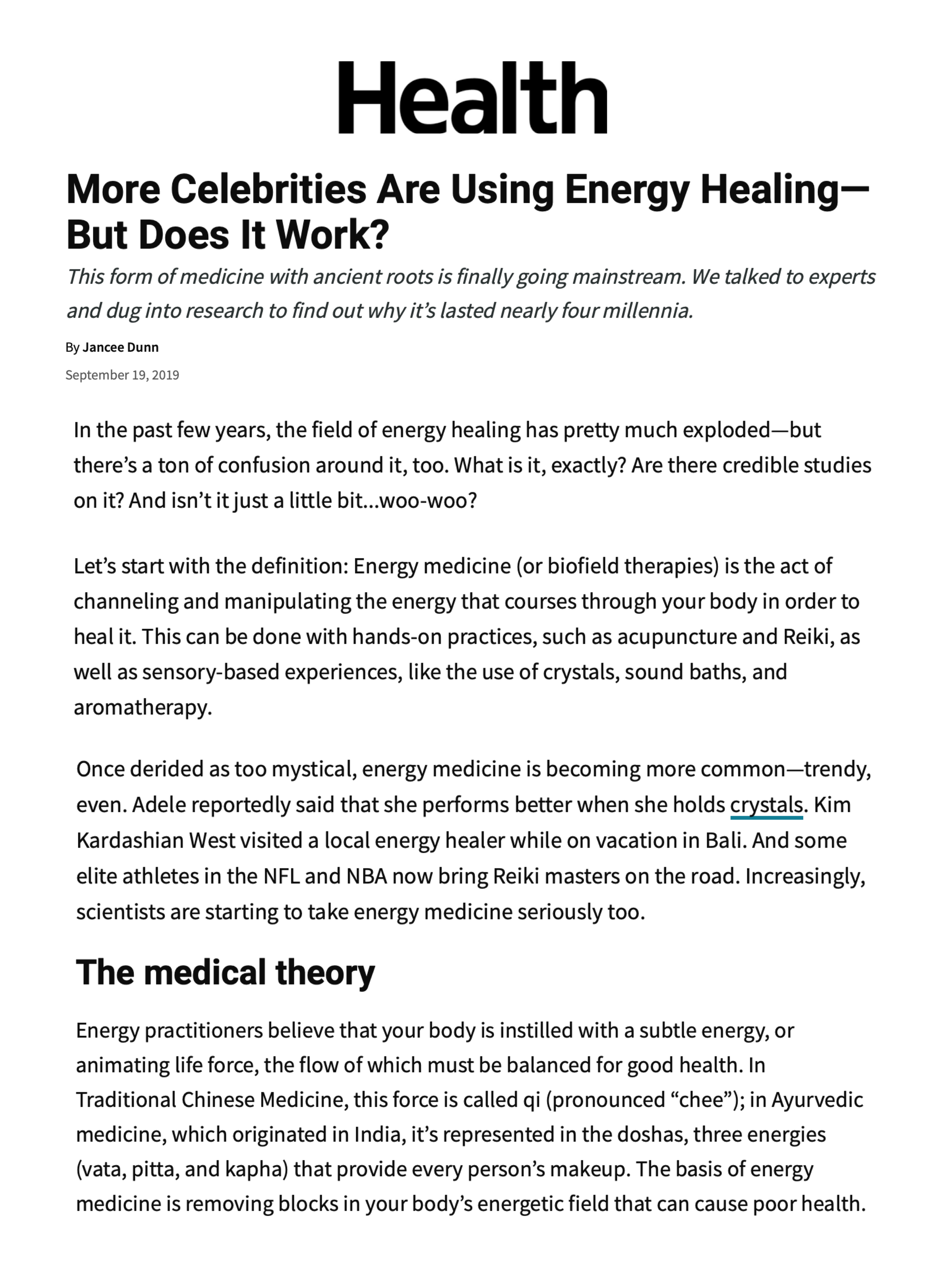 Health: More Celebrities Are Using Energy Healing—But Does It Work?