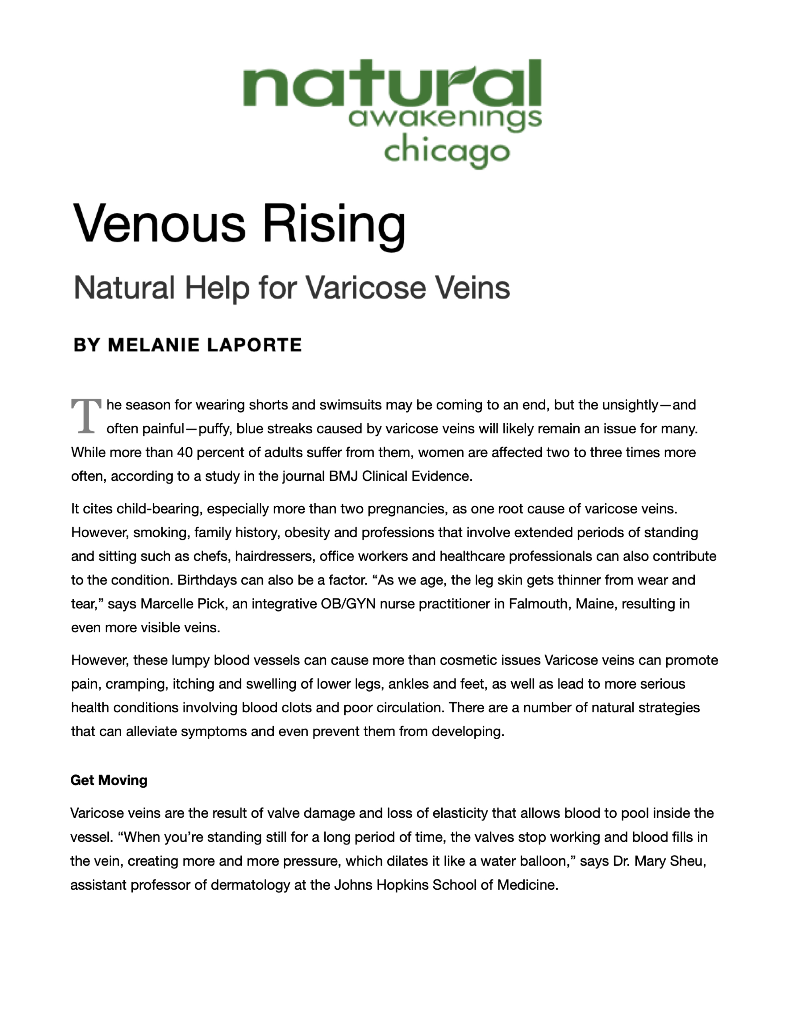 Natural Awakenings: Natural Help for Varicose Veins