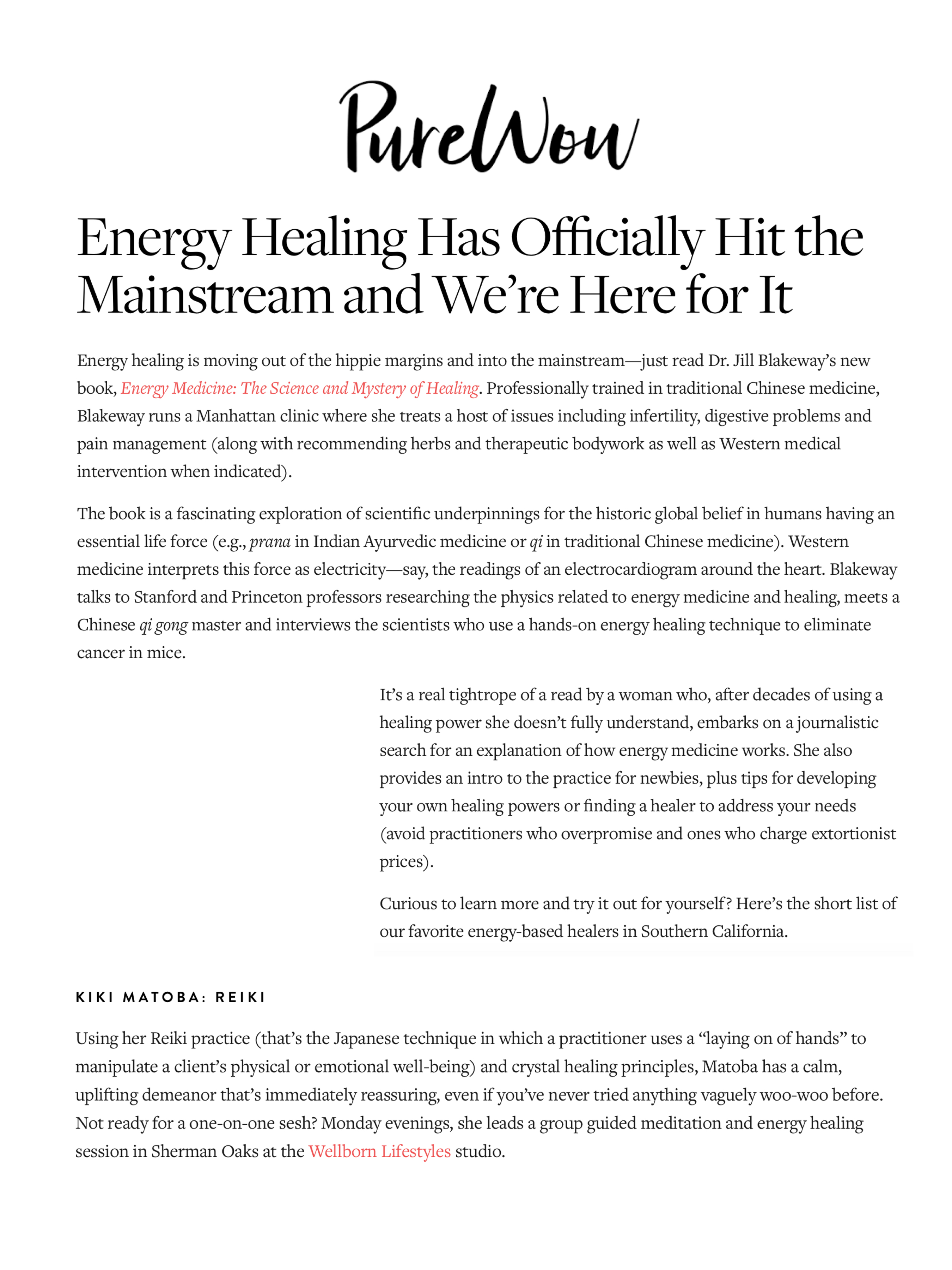 PureWow: Energy Healing Has Officially Hit the Mainstream and We’re Here for It
