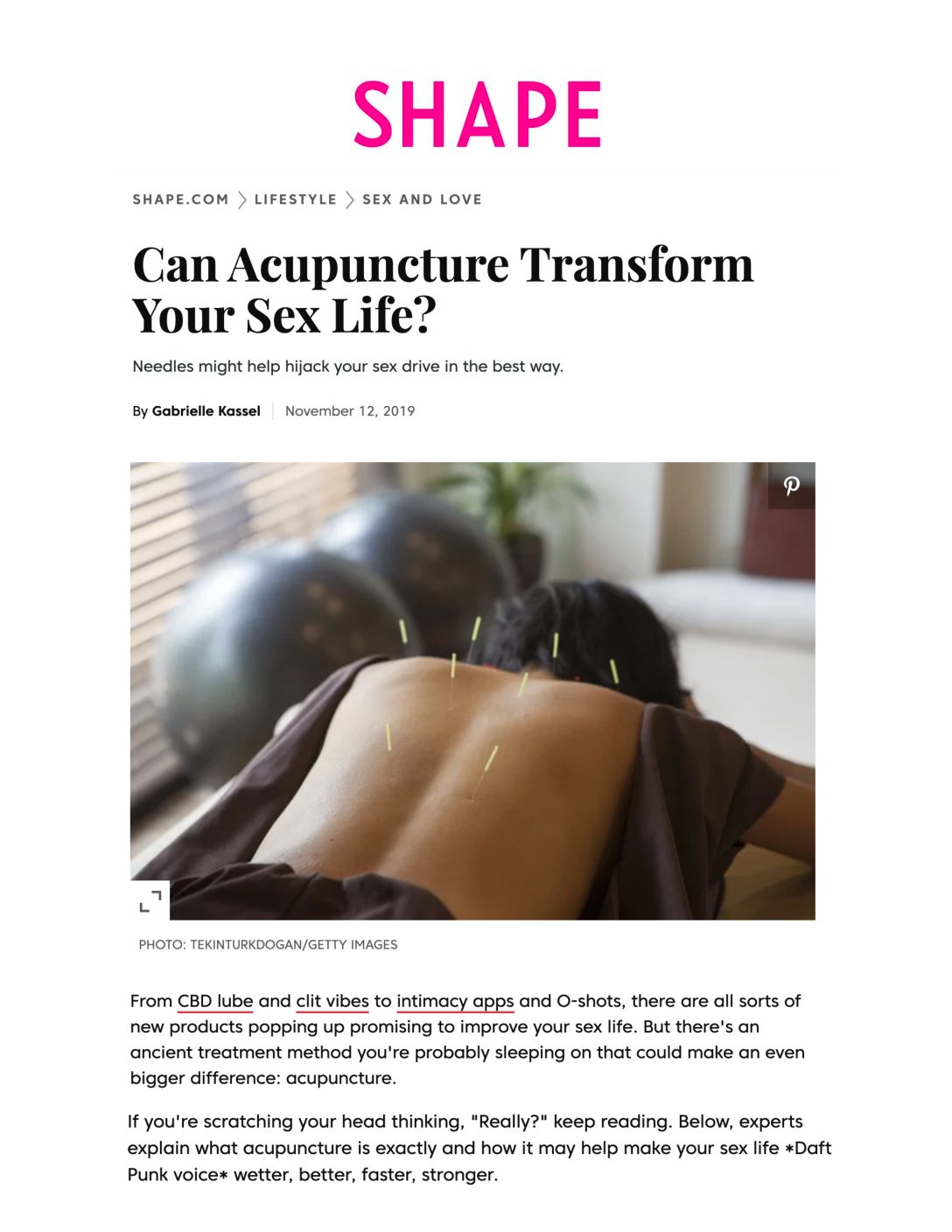 Shape: Can Acupuncture Transform Your Sex Life?