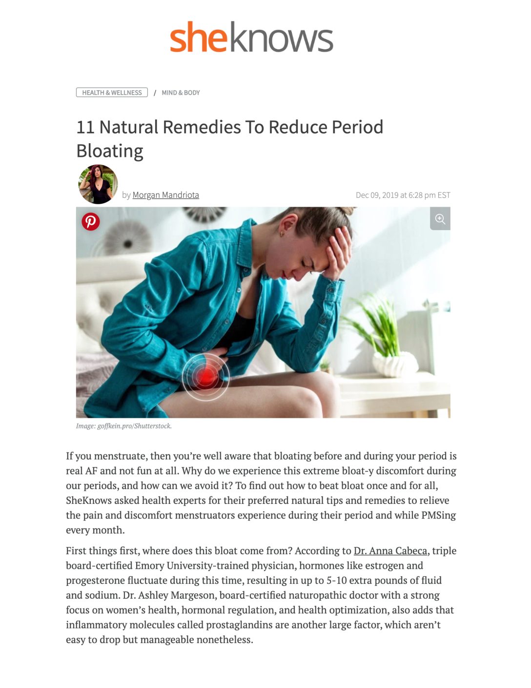 SheKnows: 11 Natural Remedies To Reduce Period Bloating