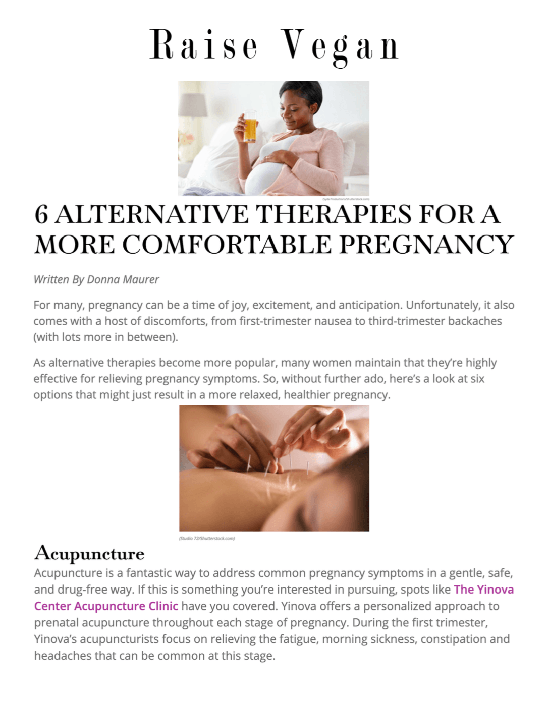 Rasie Vegan: 6 Alternative Therapies For A More Comfortable Pregnancy