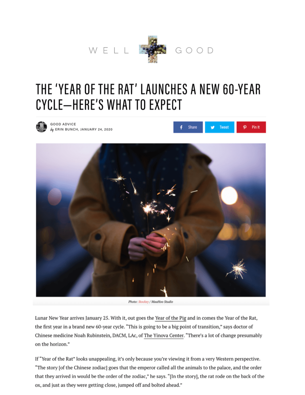 Well+Good: The ‘Year Of The Rat’ Launches A New 60-Year Cycle