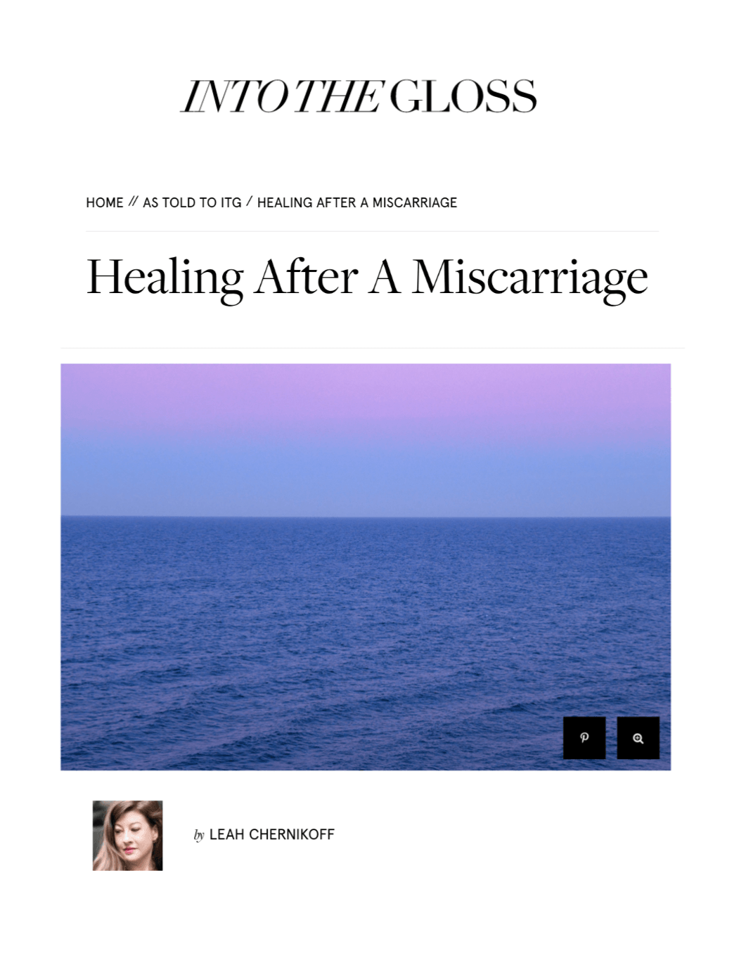 Into The Gloss: Healing After A Miscarriage