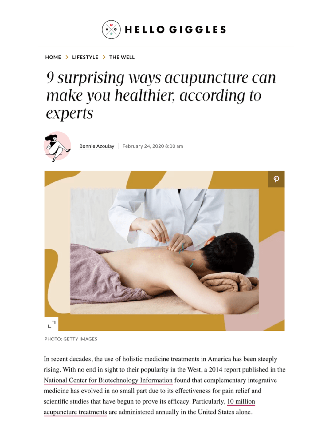 HelloGiggles: 9 surprising ways acupuncture can make you healthier