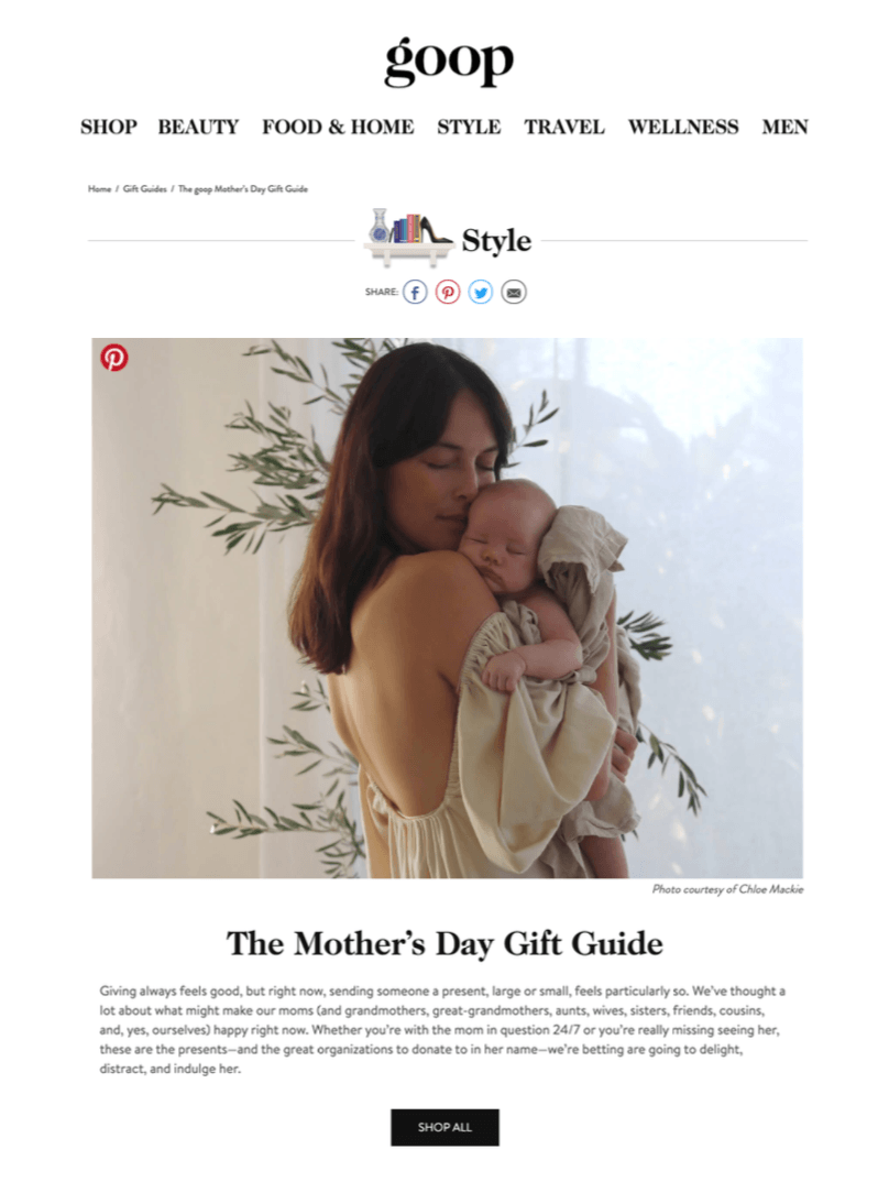 Goop: Mother’s Day Gift Guide