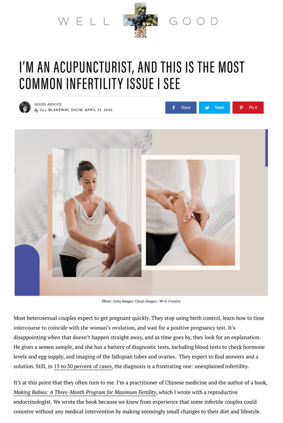 Well+Good: I’m an acupuncturist, and this is the most common infertility issue I see