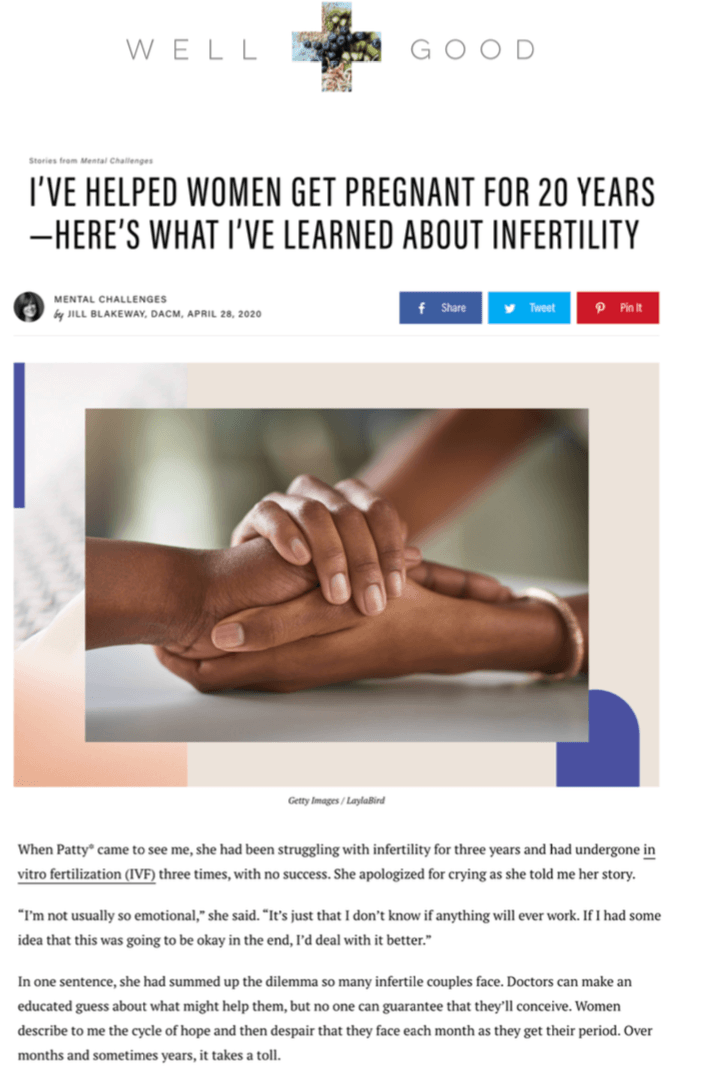 Well+Good: I’ve Helped Women Get Pregnant For 20 Years – Here’s What I’ve Learned About Infertility