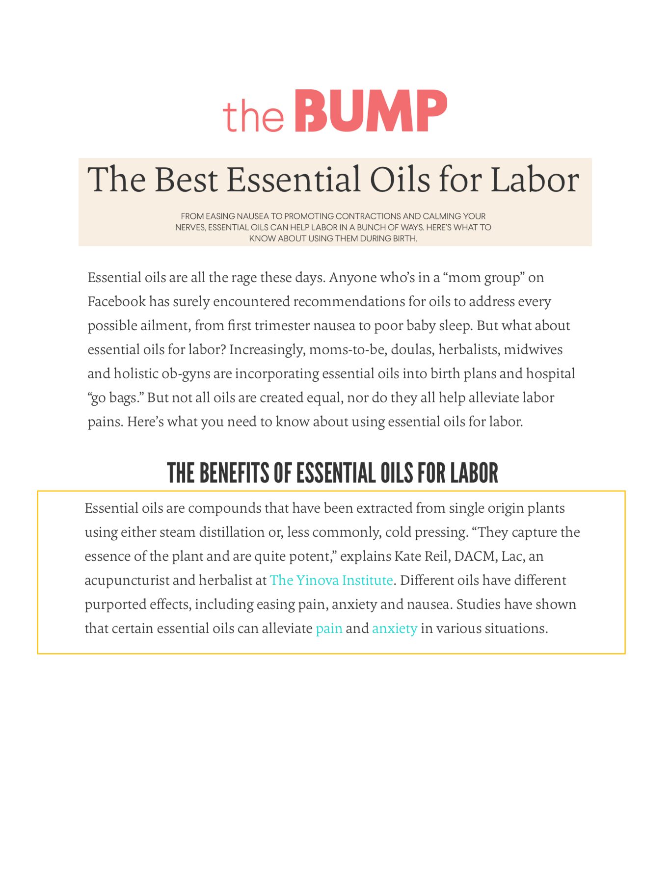 The Bump: The Best Essential Oils for Labor