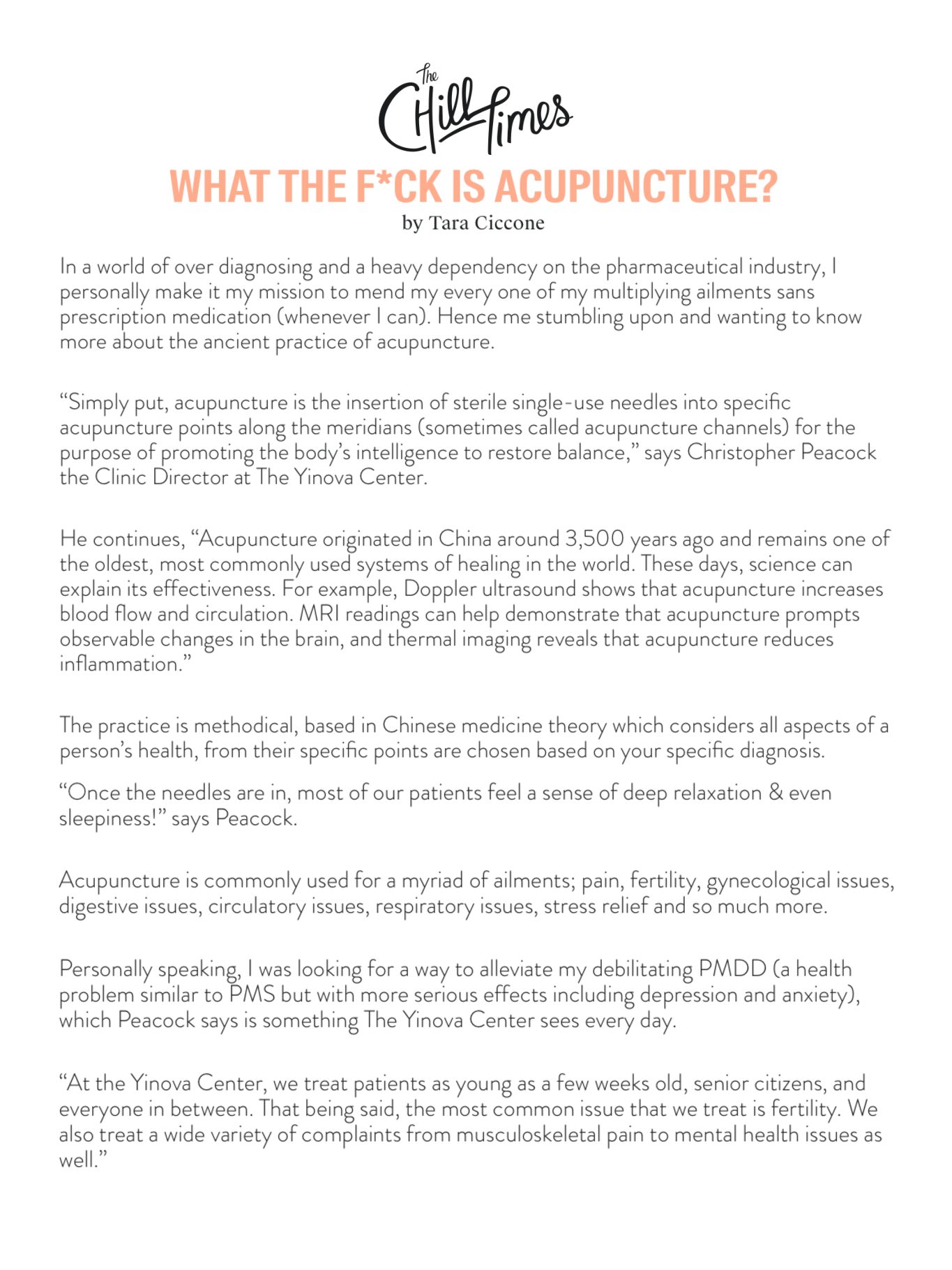 The Chill Times: What The F*ck is Acupuncture?