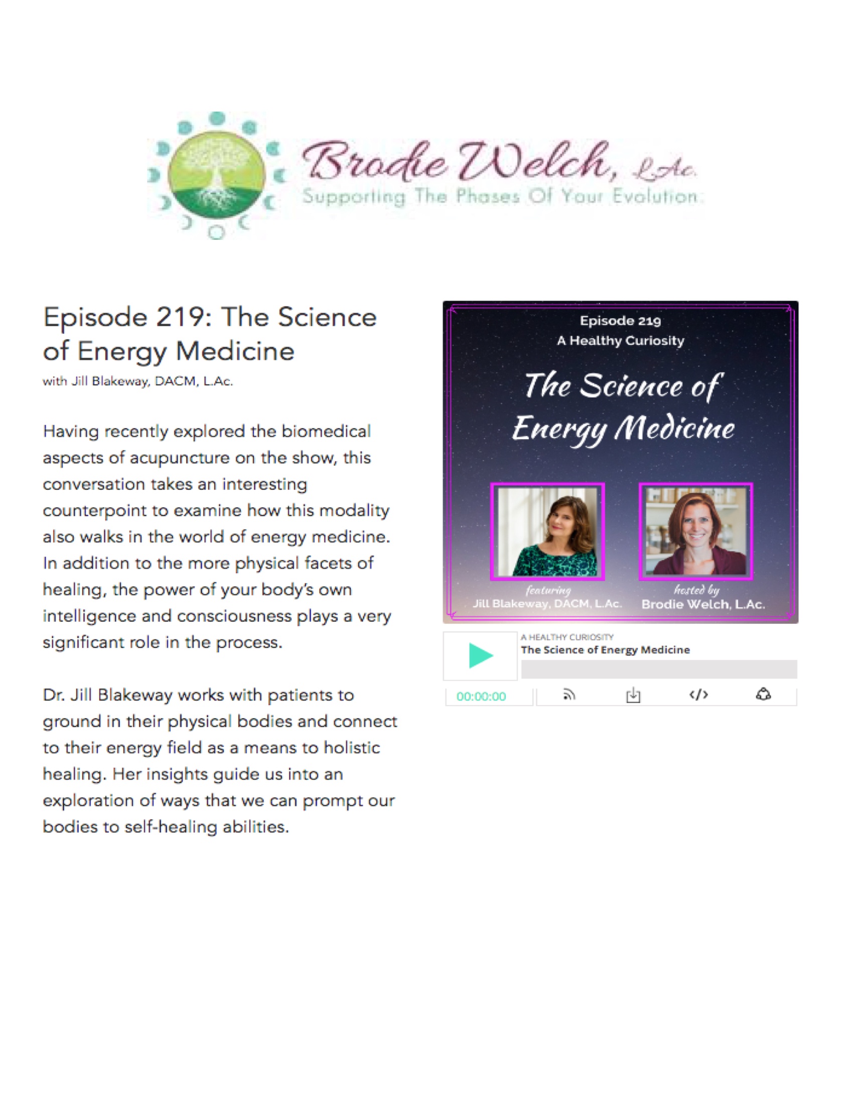 A Healthy Curiosity podcast: The Science of Energy Medicine
