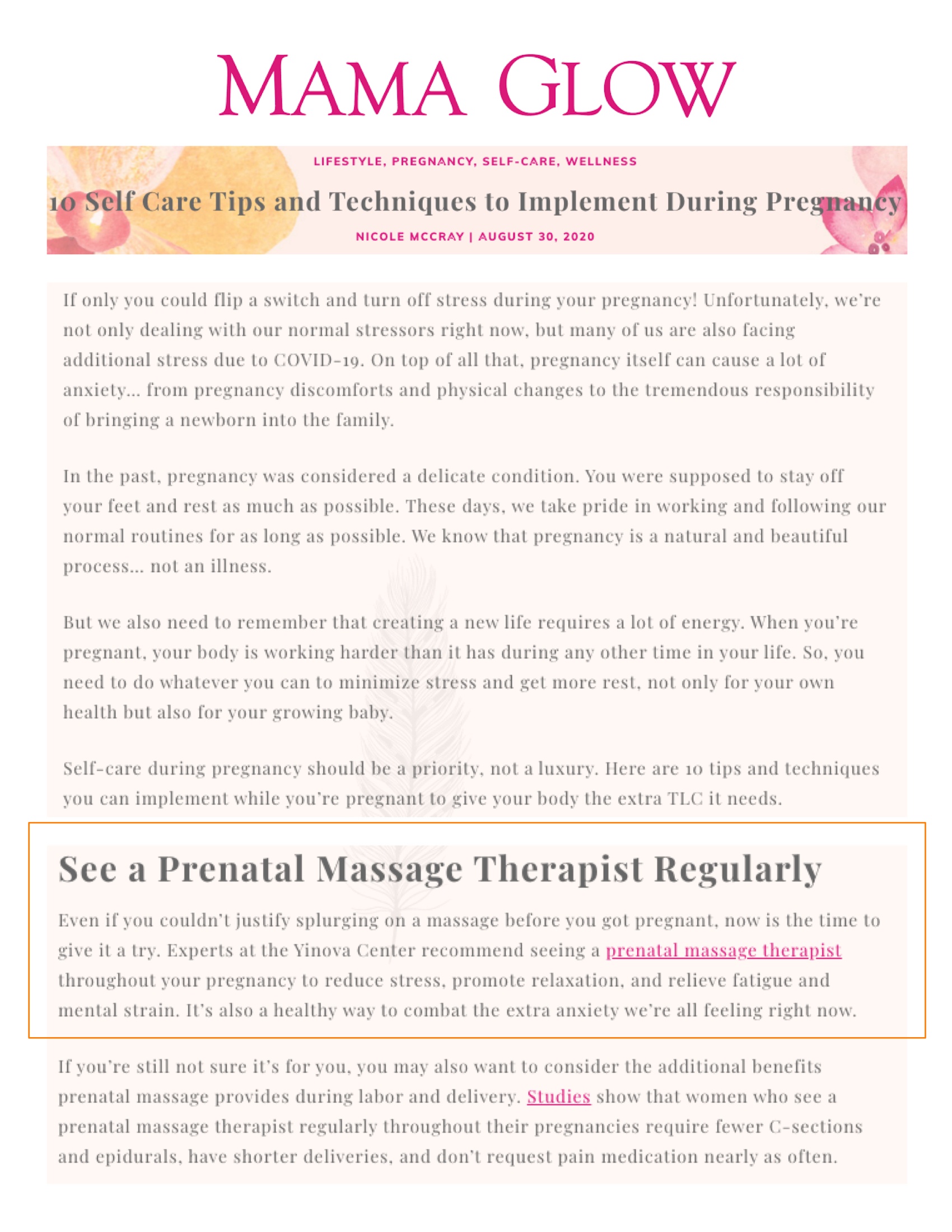 Mama Glow: 10 Self Care Tips and Techniques to Implement During Pregnancy