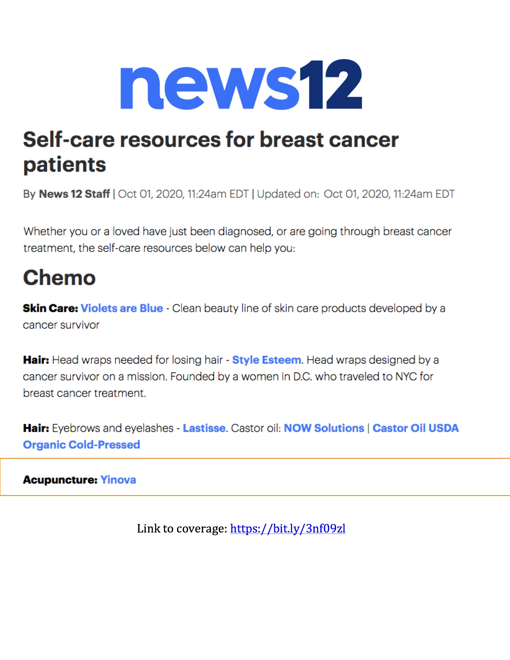 News 12: Self-care resources for breast cancer patients