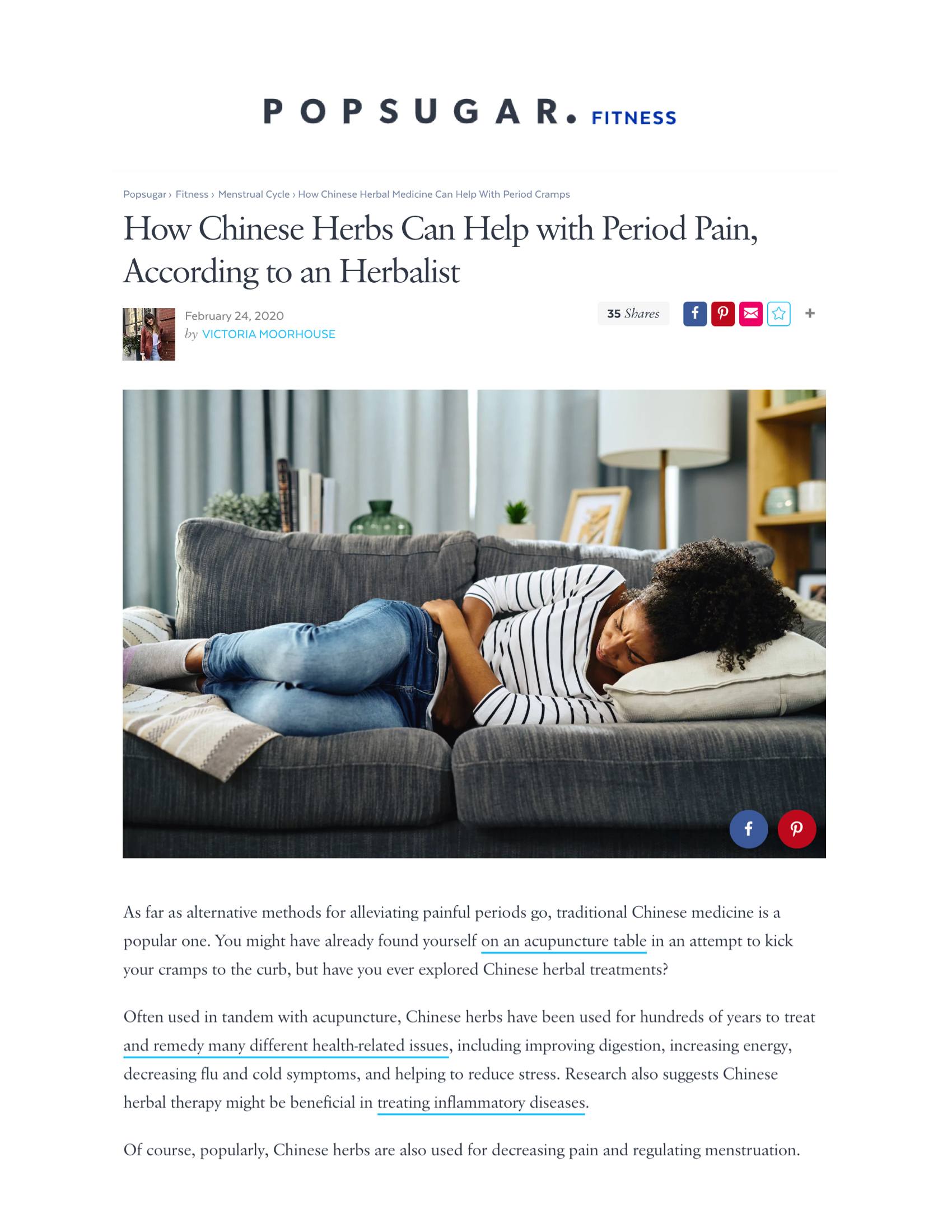 POPSUGAR: How Chinese Herbs Can Help with Period Pain, According to an Herbalist