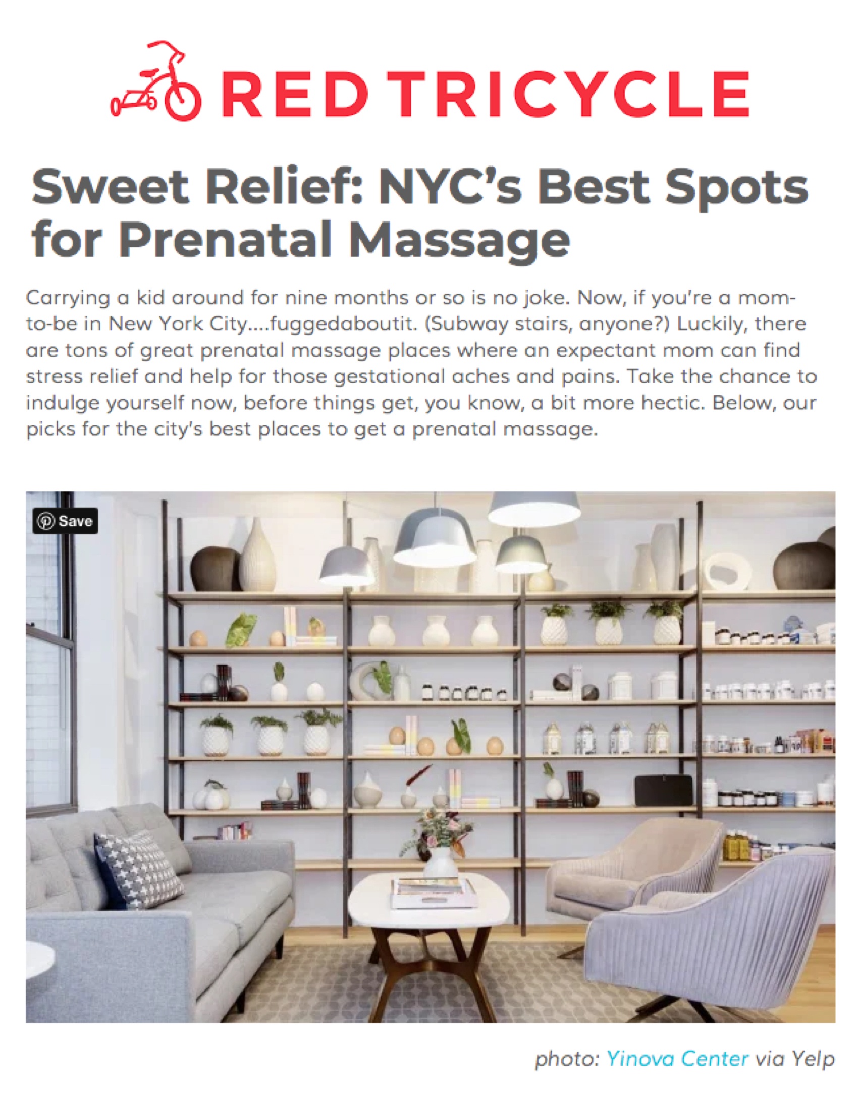 Red Tricycle: NYC’s Best Spots for Prenatal Massage