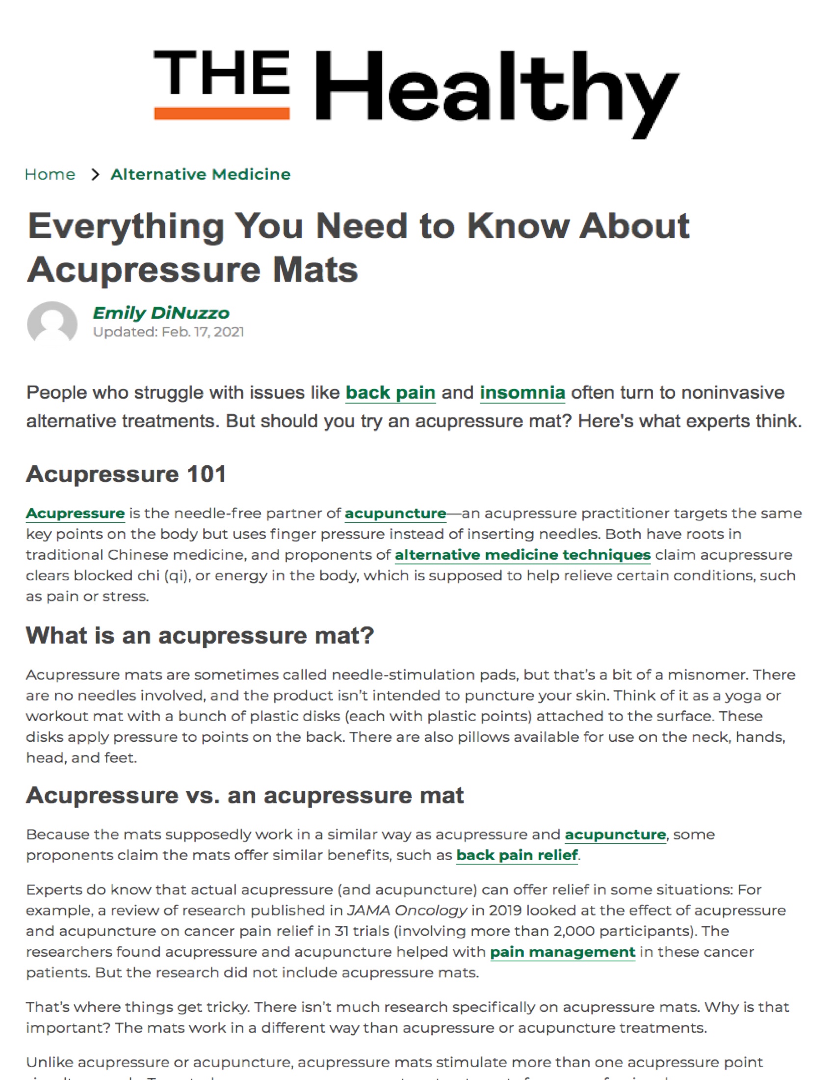 The Healthy: Everything You Need to Know About Acupressure Mats
