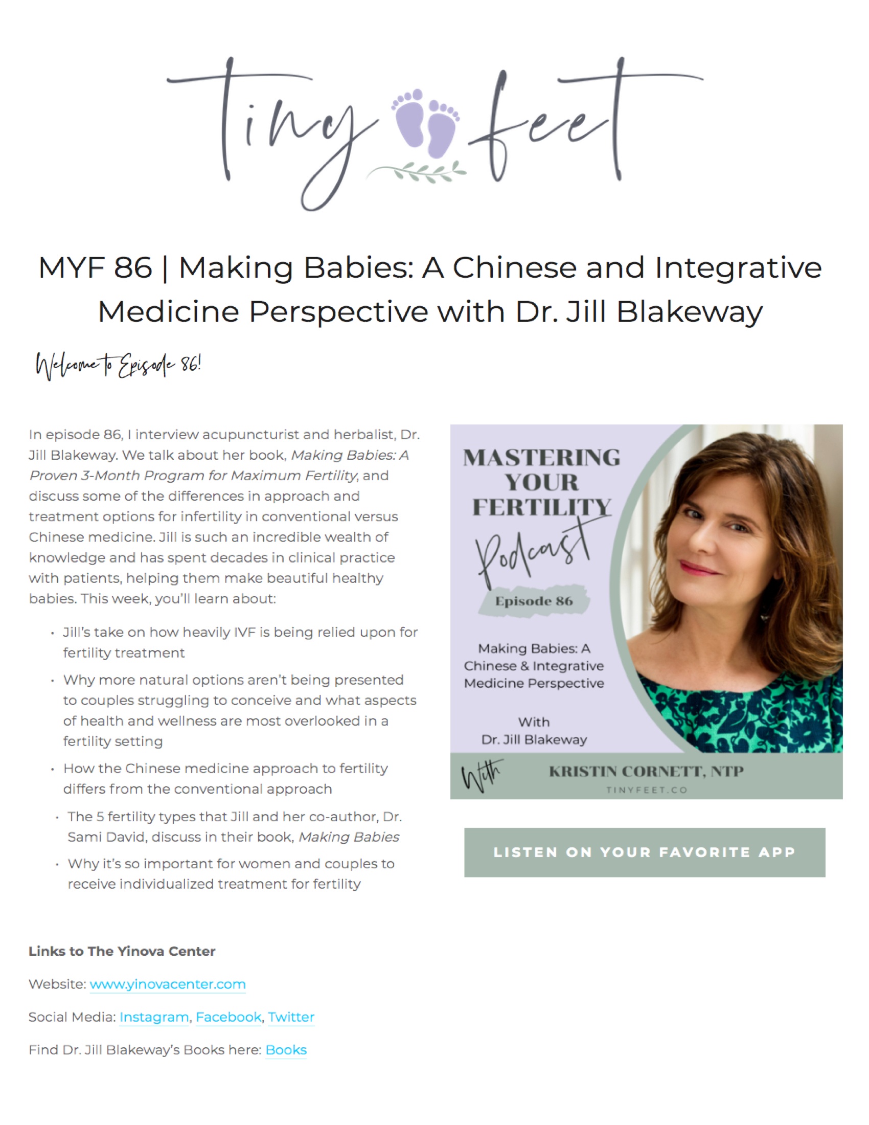 Tiny Feet Podcast: Making Babies: A Chinese & Integrative Medicine Perspective with Dr. Jill Blakeway