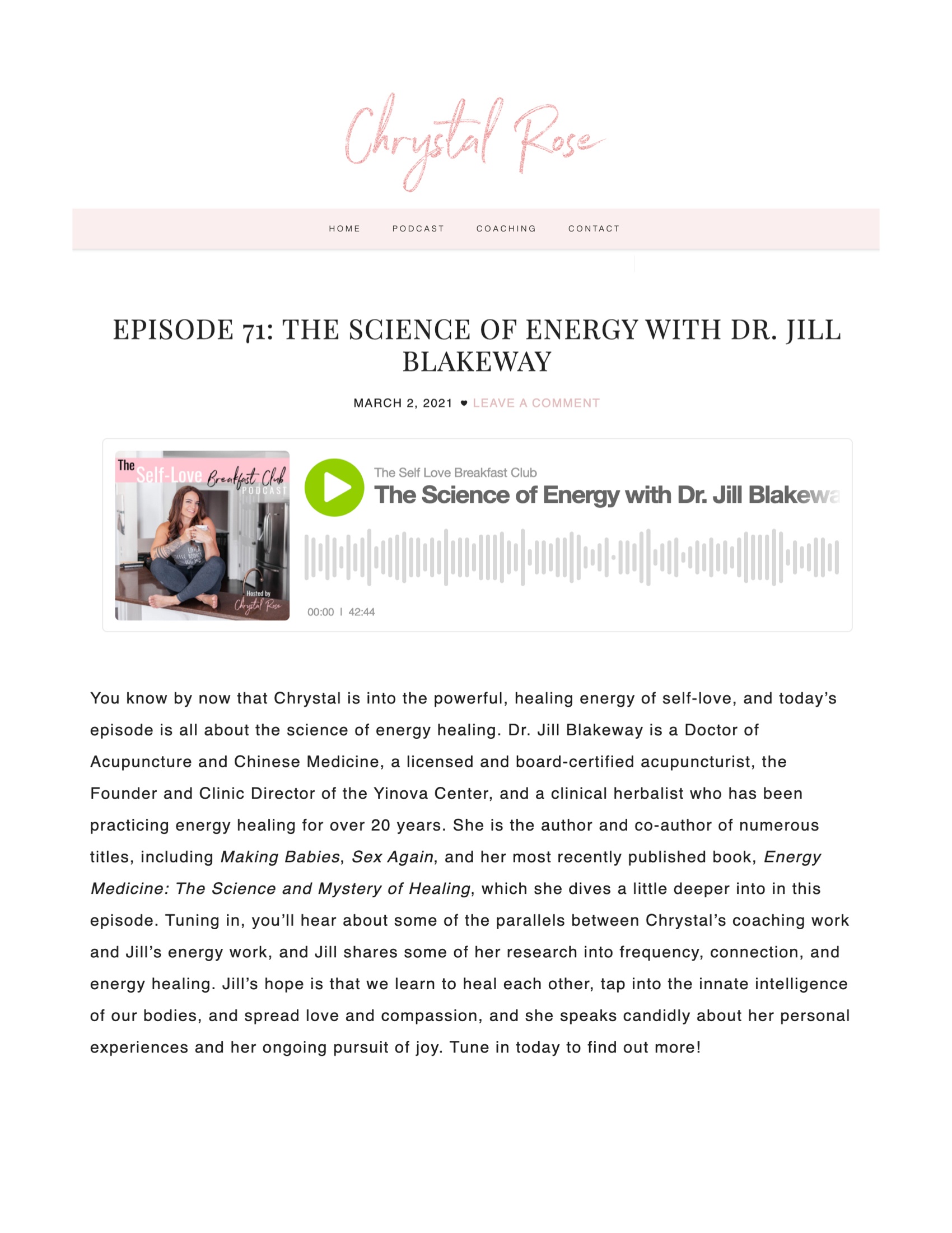 Self Love Breakfast Club Podcast: THE SCIENCE OF ENERGY WITH DR. JILL BLAKEWAY