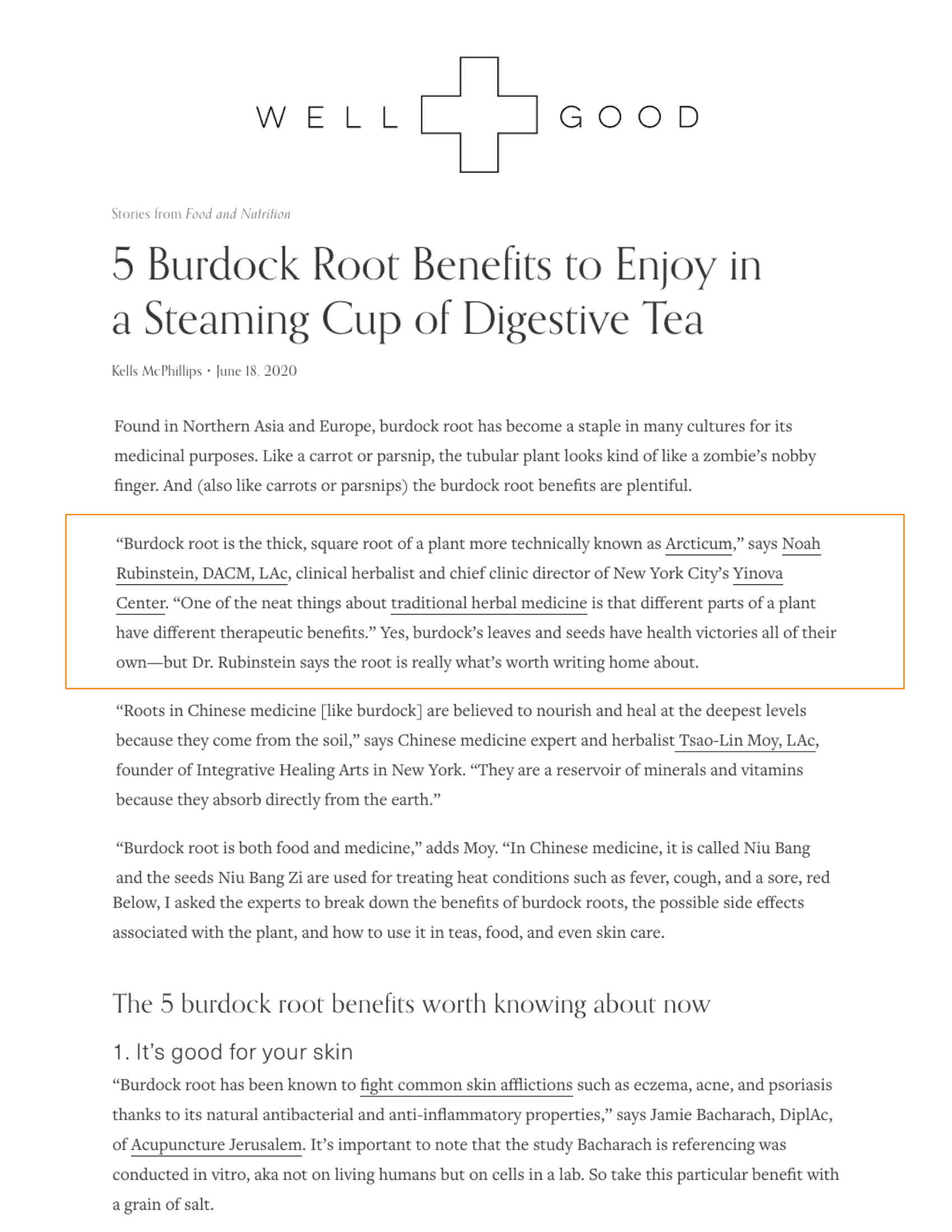 Well+Good: 5 Burdock Root Benefits to Enjoy in a Steaming Cup of Digestive Tea