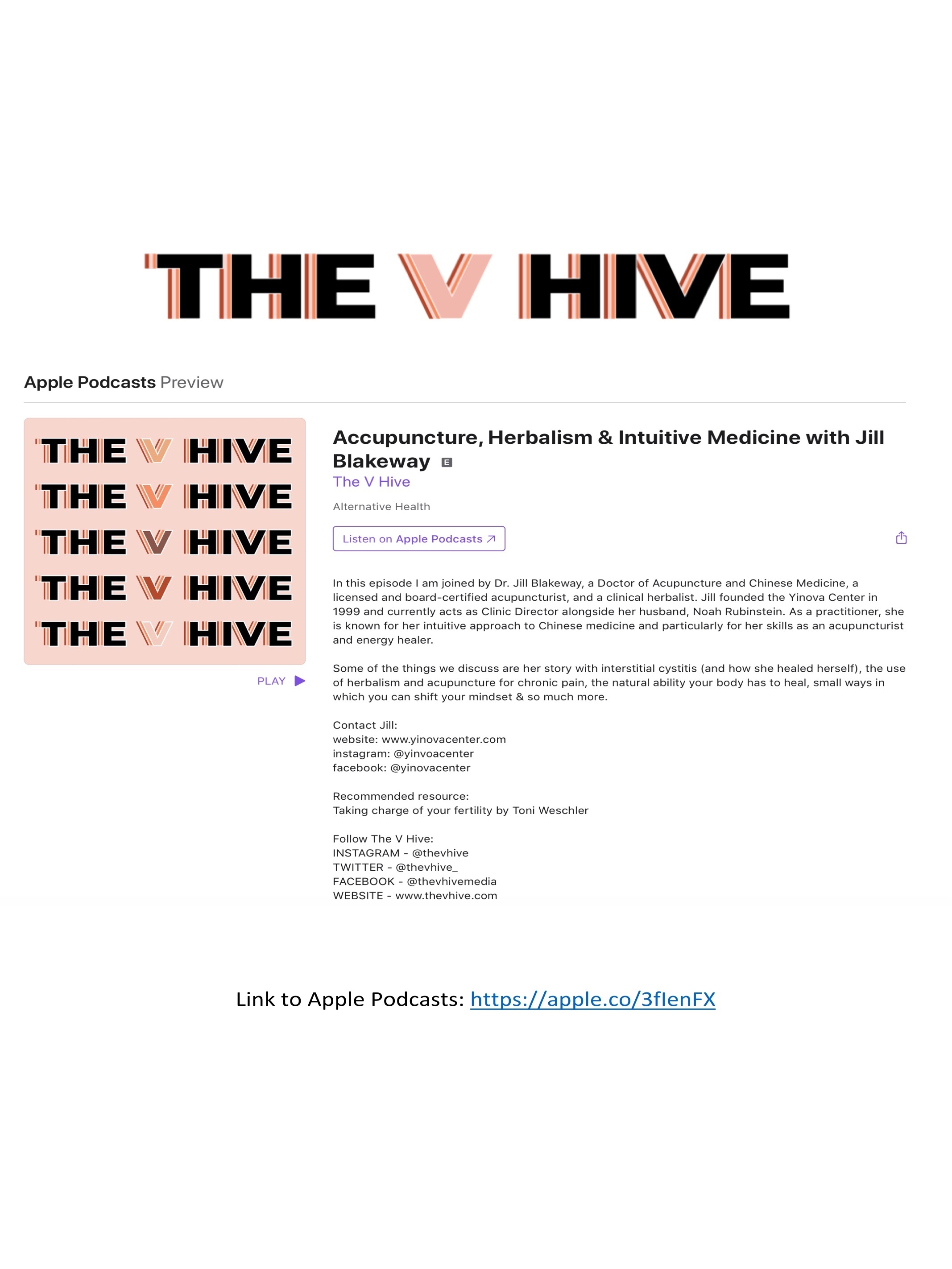 The V Hive: Acupuncture, Herbalism & Intuitive Medicine with Jill Blakeway